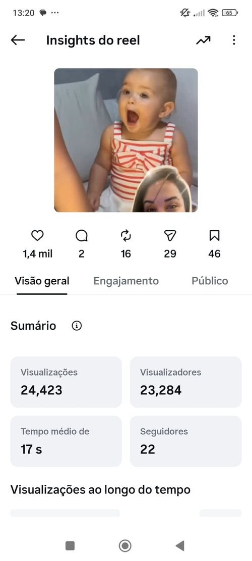 Print dos insights do reel com 24.423 visualizações